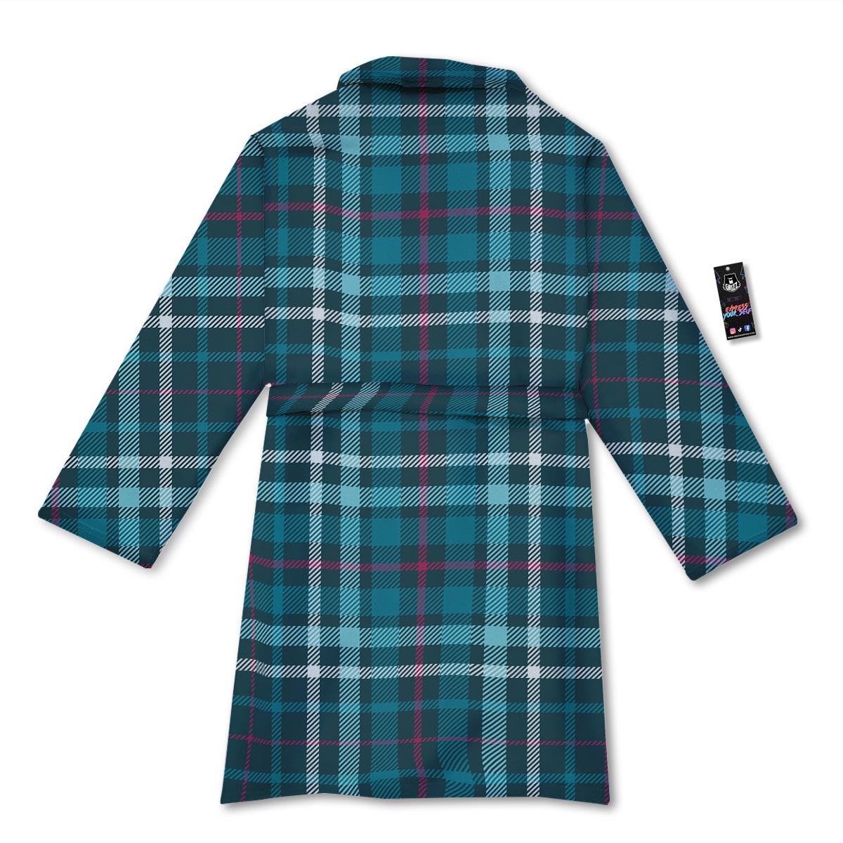 Plaid Teal Print Pattern Bathrobe-grizzshop