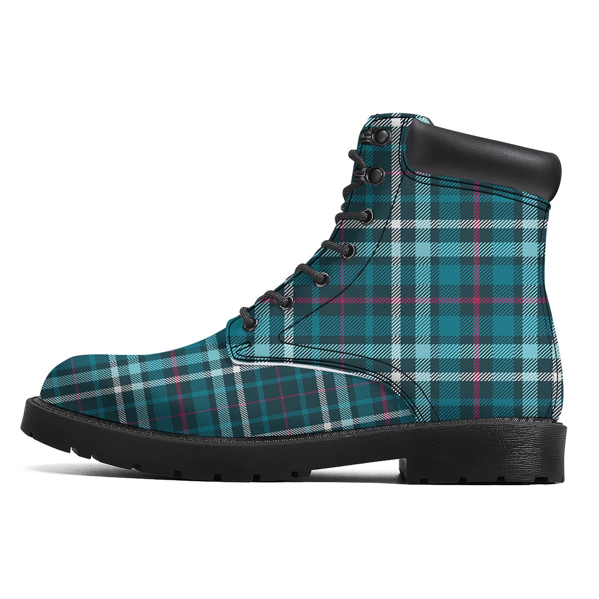 Plaid Teal Print Pattern Boots-grizzshop