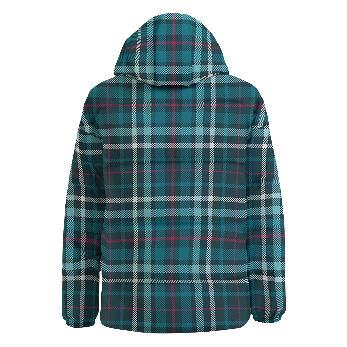 Plaid Teal Print Pattern Down Jacket-grizzshop