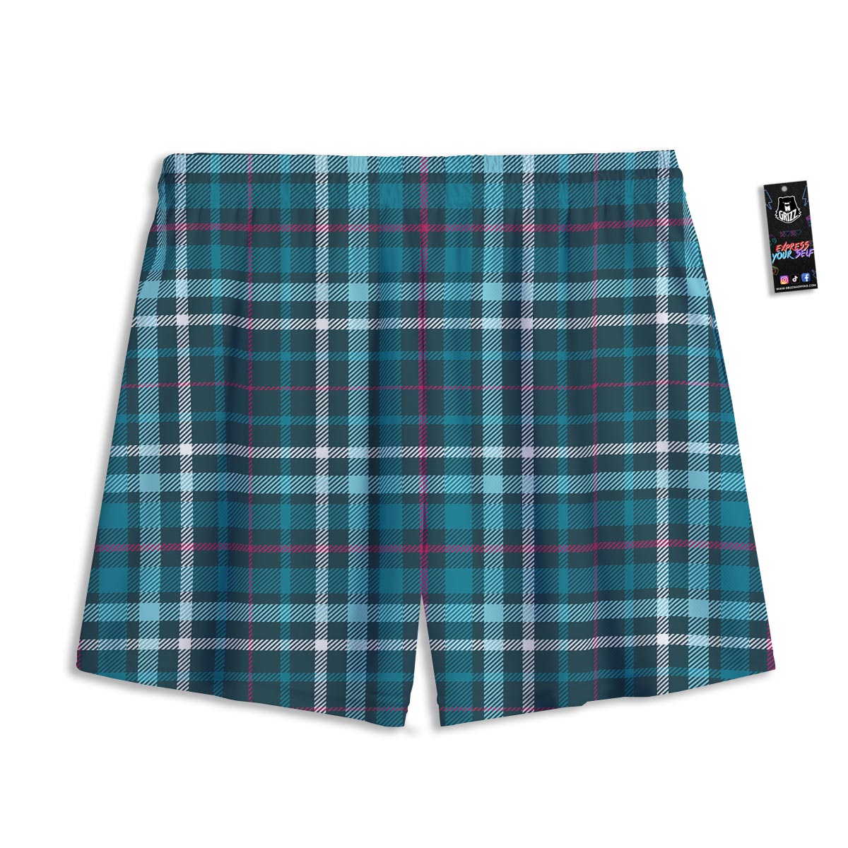 Plaid Teal Print Pattern Mesh Shorts-grizzshop
