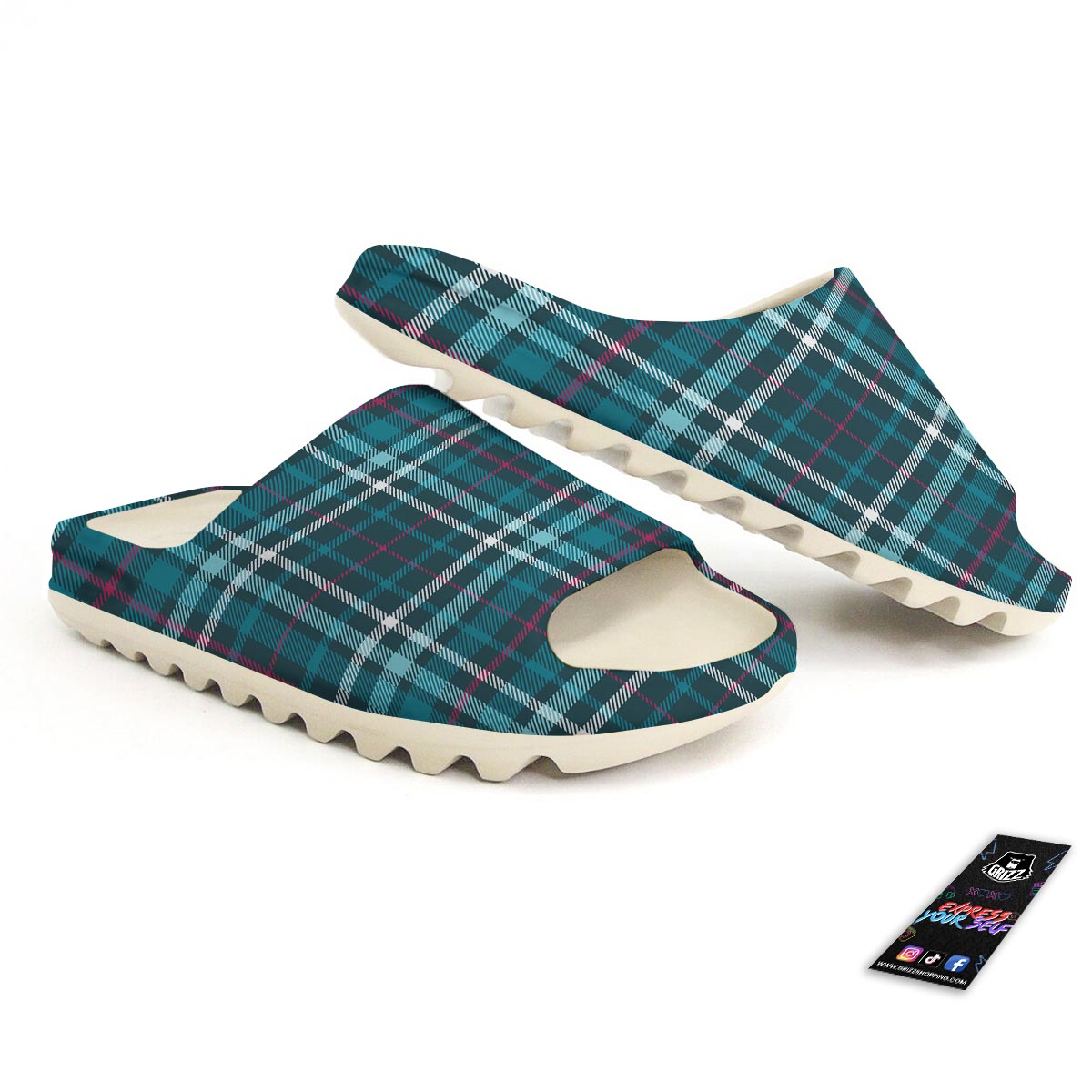 Plaid Teal Print Pattern Sandals-grizzshop
