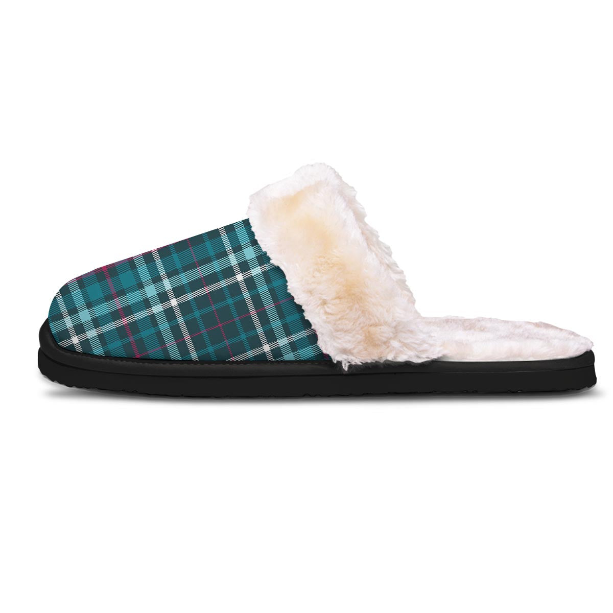 Plaid Teal Print Pattern Slippers-grizzshop