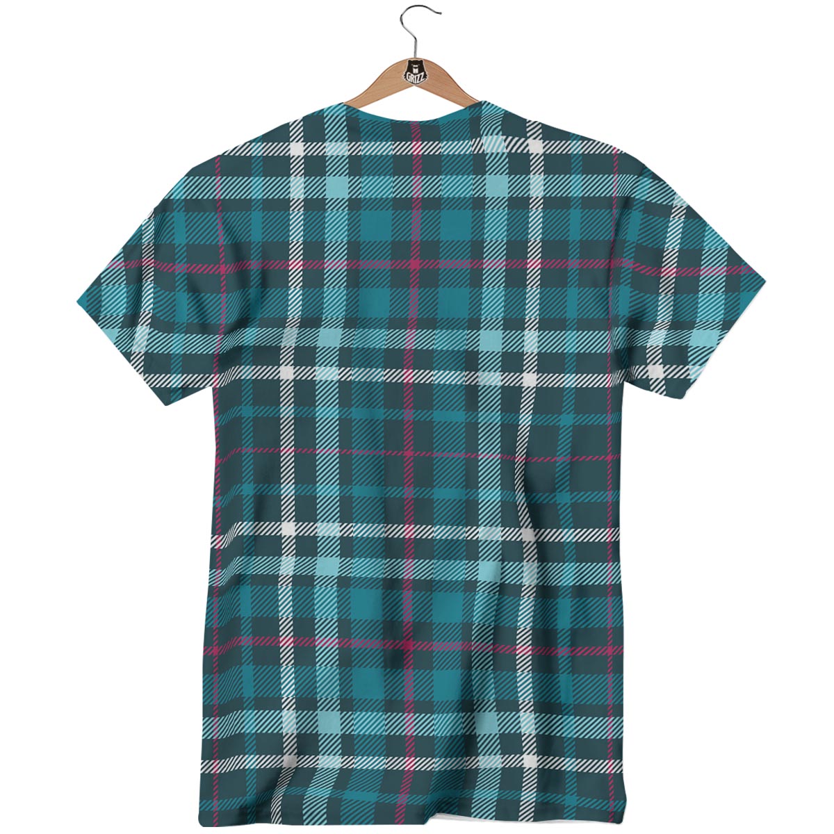 Plaid Teal Print Pattern T-Shirt-grizzshop