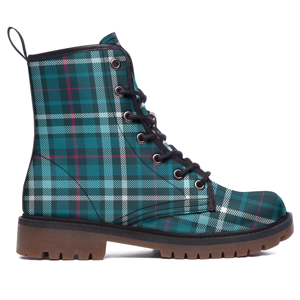 Plaid Teal Print Pattern Work Boots-grizzshop