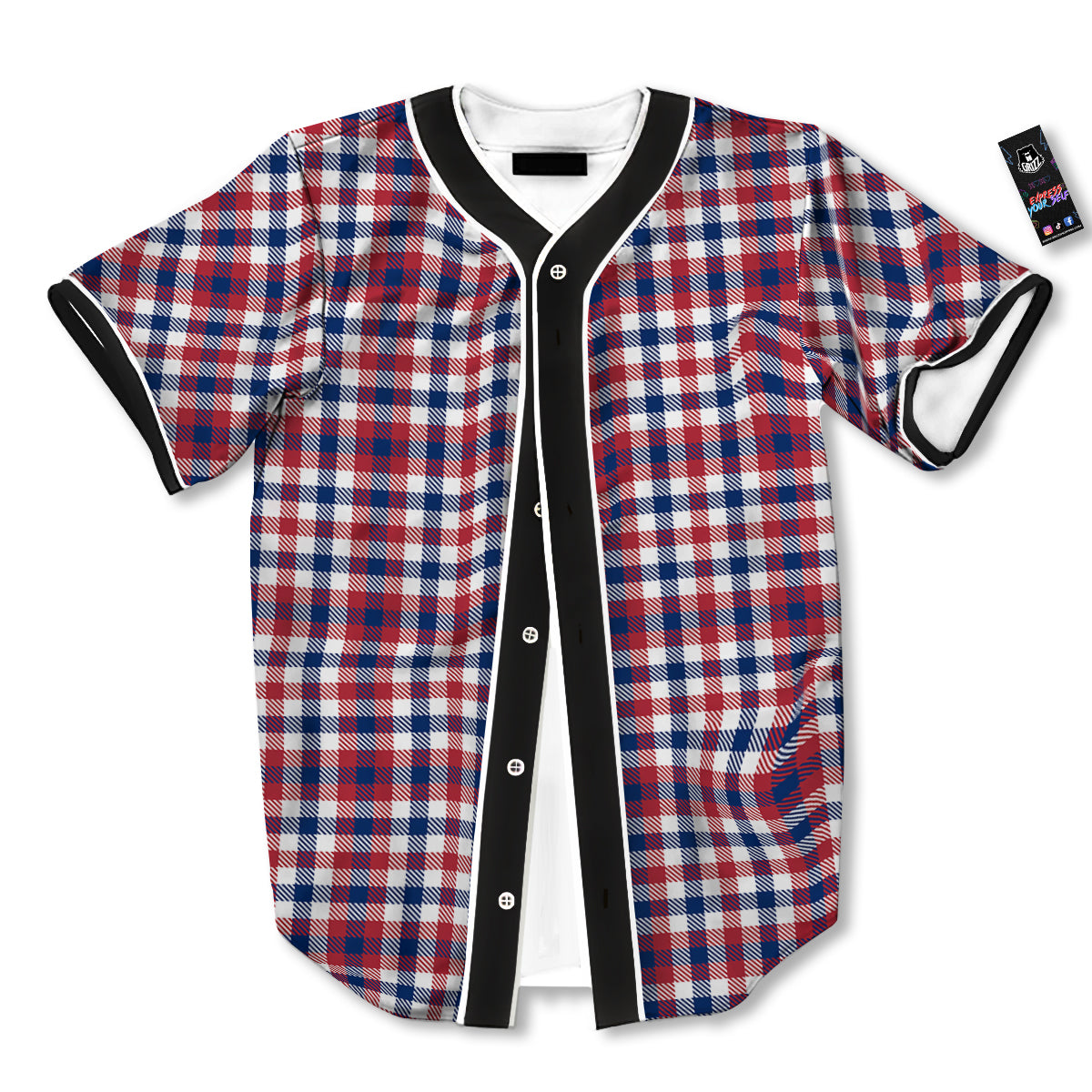 Plaid USA Patriotic Print Pattern Baseball Jersey-grizzshop