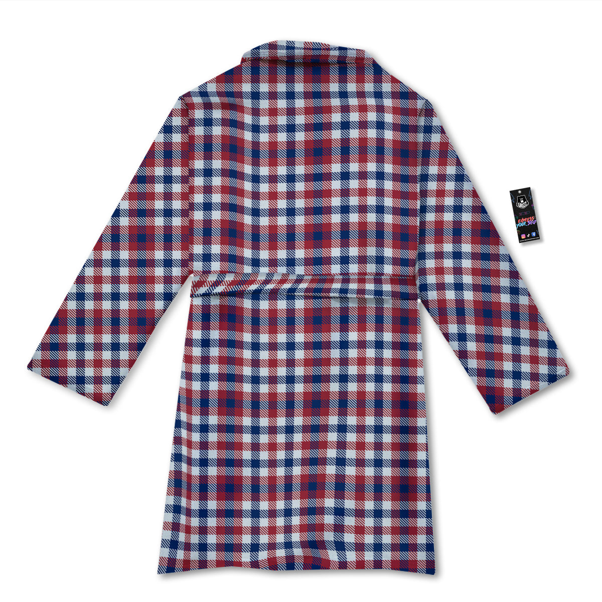 Plaid USA Patriotic Print Pattern Bathrobe-grizzshop