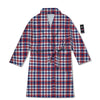 Plaid USA Patriotic Print Pattern Bathrobe-grizzshop