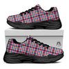 Plaid USA Patriotic Print Pattern Black Chunky Shoes-grizzshop