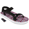 Plaid USA Patriotic Print Pattern Black Open Toe Sandals-grizzshop