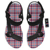 Plaid USA Patriotic Print Pattern Black Open Toe Sandals-grizzshop