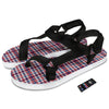 Plaid USA Patriotic Print Pattern Black Open Toe Sandals-grizzshop