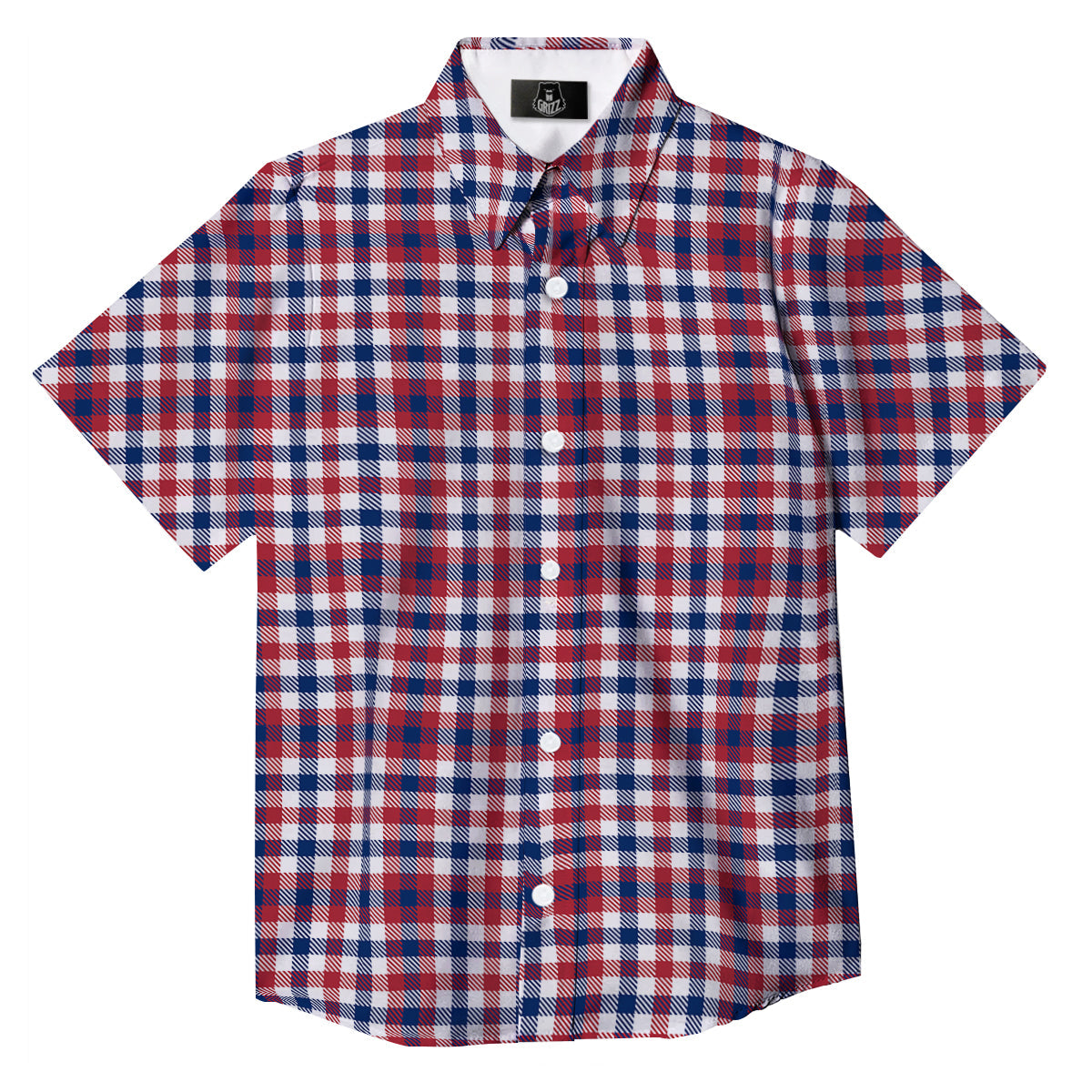 Plaid USA Patriotic Print Pattern Button Up Shirt-grizzshop