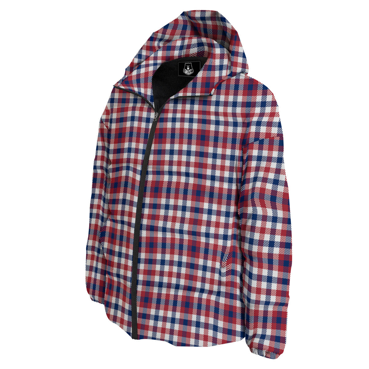 Plaid USA Patriotic Print Pattern Down Jacket-grizzshop