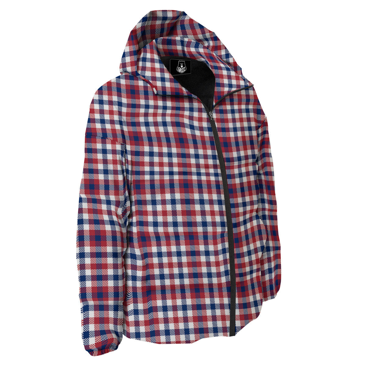 Plaid USA Patriotic Print Pattern Down Jacket-grizzshop