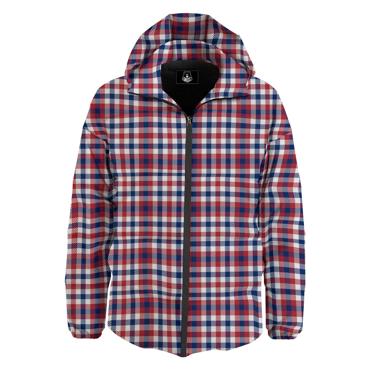 Plaid USA Patriotic Print Pattern Down Jacket-grizzshop