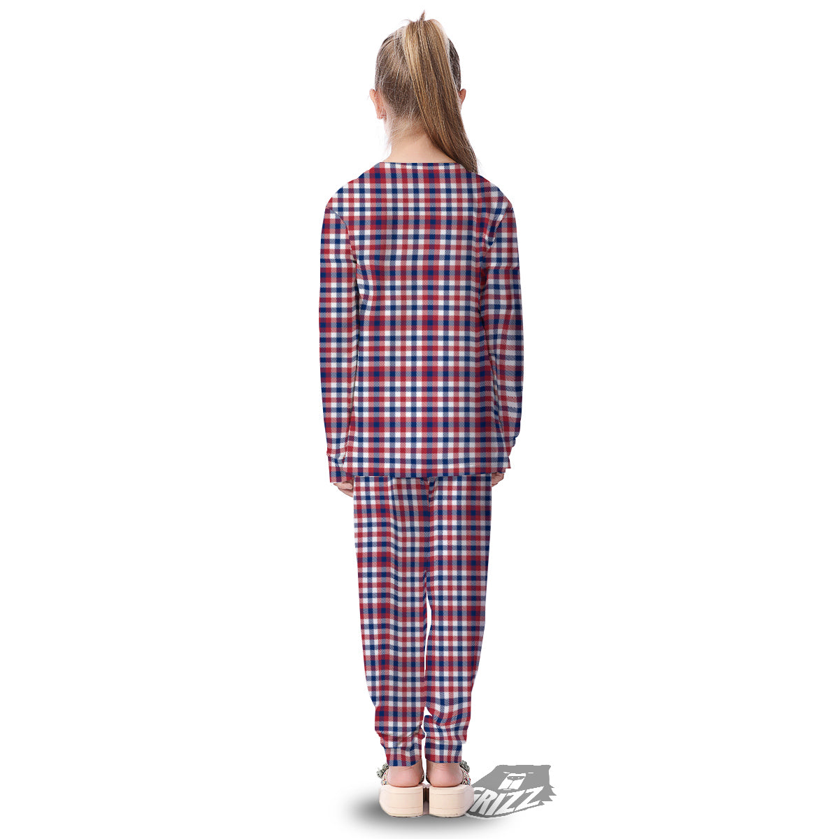 Plaid USA Patriotic Print Pattern Kid's Pajamas-grizzshop