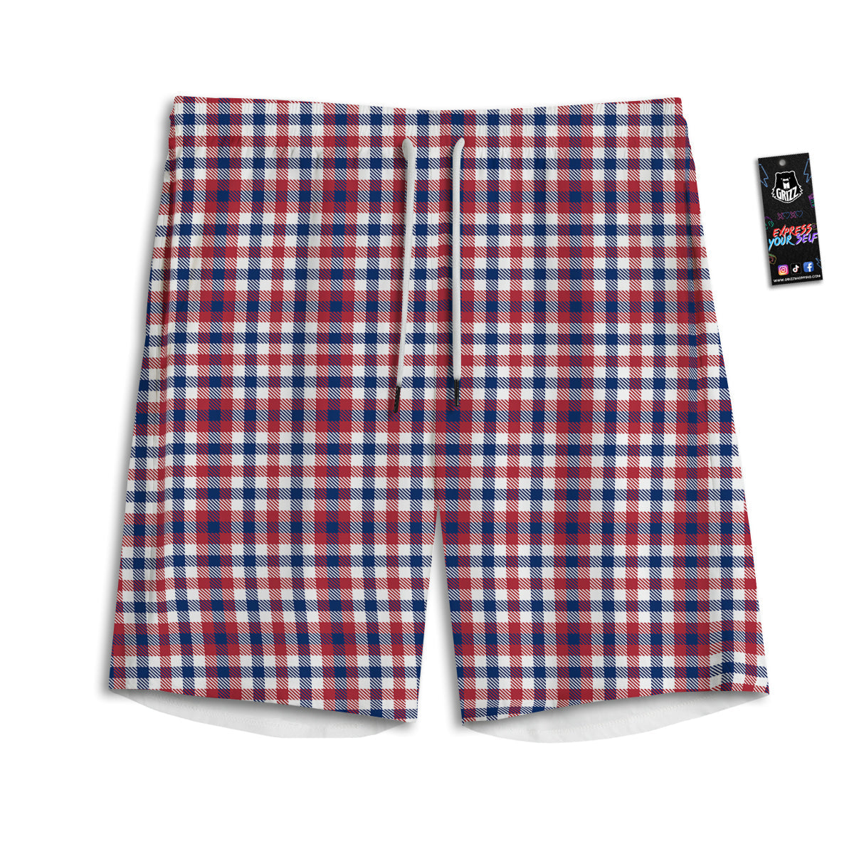 Plaid USA Patriotic Print Pattern Men's Athletic Shorts