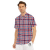 Plaid USA Patriotic Print Pattern Men's Golf Shirts-grizzshop