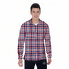 Plaid USA Patriotic Print Pattern Men's Long Sleeve Shirts-grizzshop