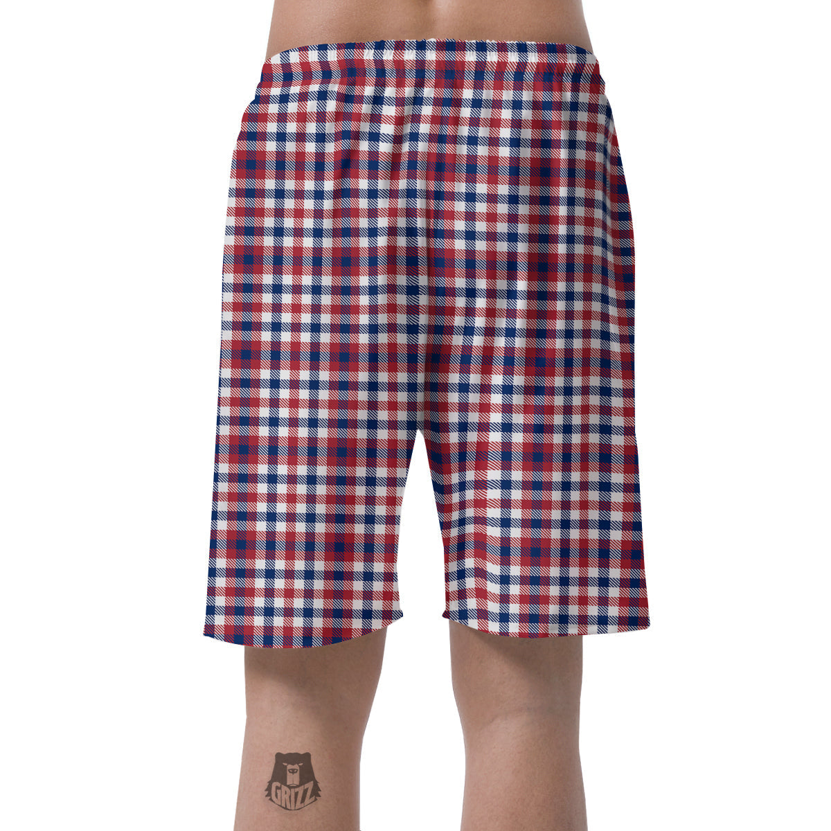 Plaid USA Patriotic Print Pattern Men's Shorts-grizzshop