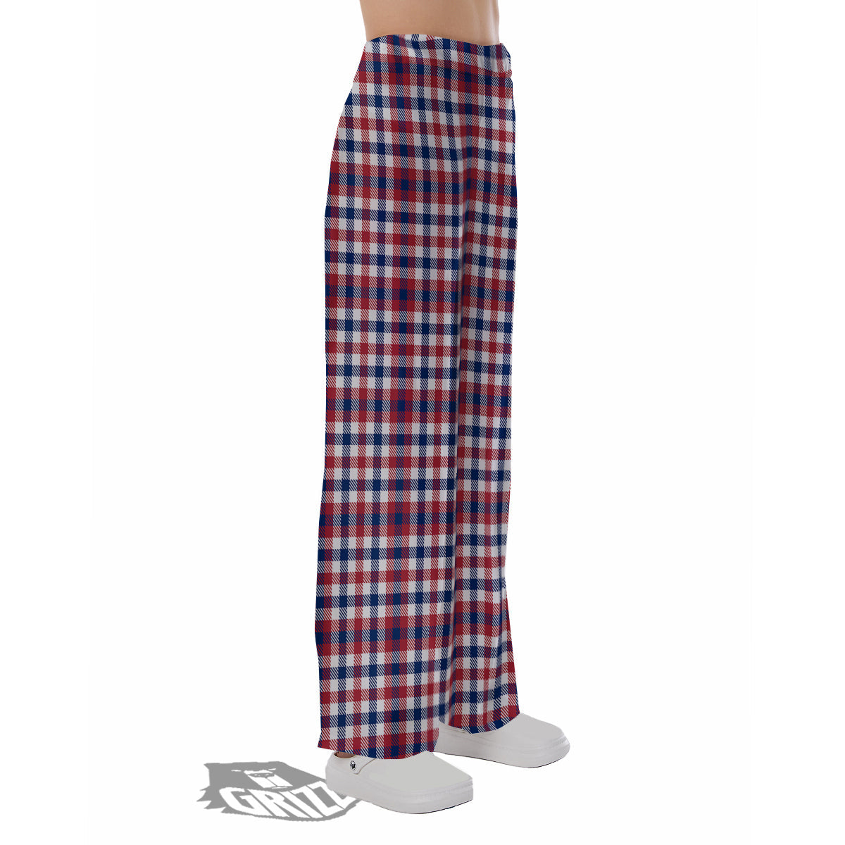 Plaid USA Patriotic Print Pattern Pajama Pants-grizzshop