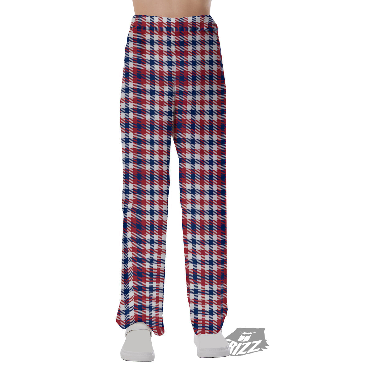 Plaid USA Patriotic Print Pattern Pajama Pants-grizzshop