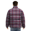 Plaid USA Patriotic Print Pattern Puffer Jacket-grizzshop