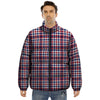 Plaid USA Patriotic Print Pattern Puffer Jacket-grizzshop