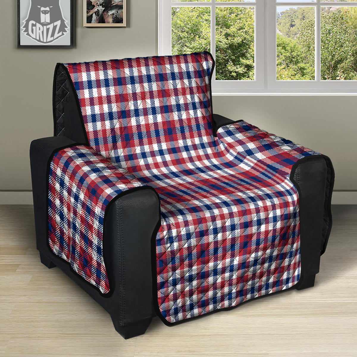 Plaid USA Patriotic Print Pattern Recliner Protector-grizzshop