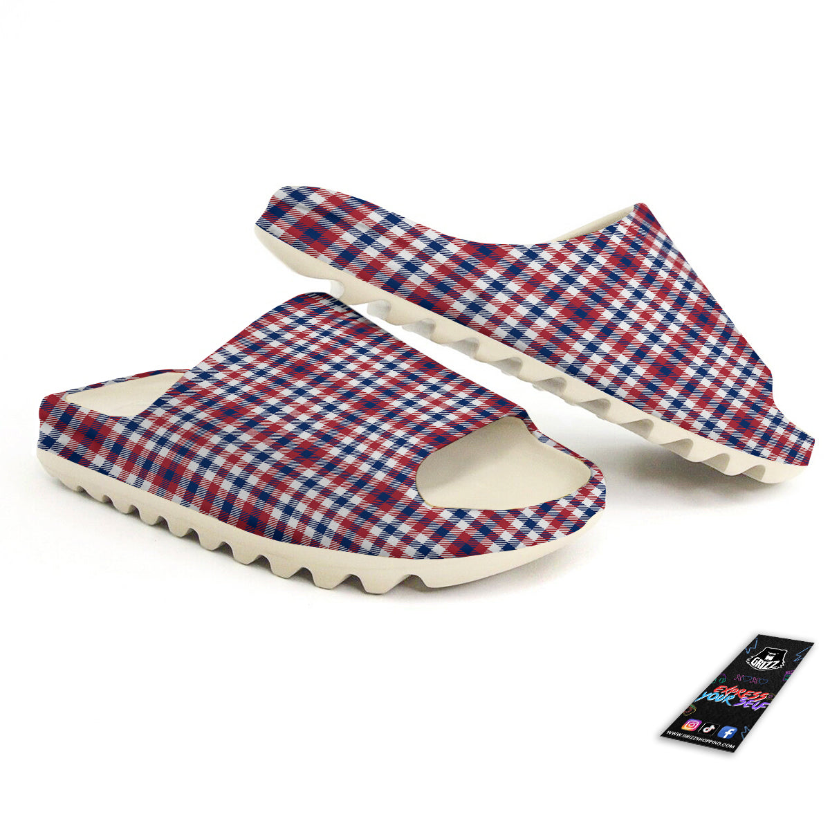 Plaid USA Patriotic Print Pattern Sandals-grizzshop