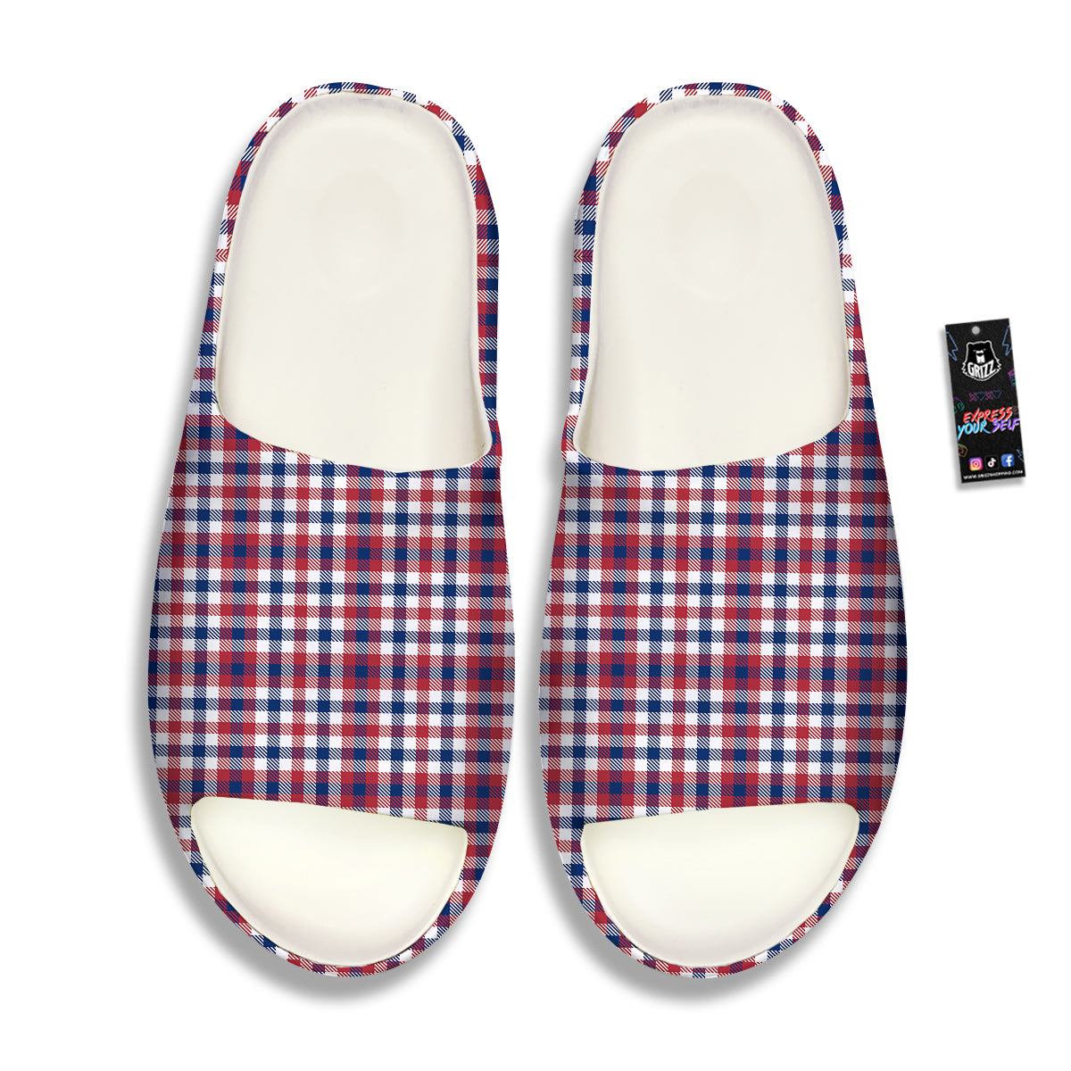 Plaid USA Patriotic Print Pattern Sandals-grizzshop