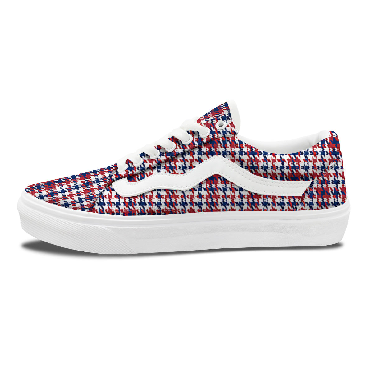 Plaid USA Patriotic Print Pattern Skate Shoes-grizzshop