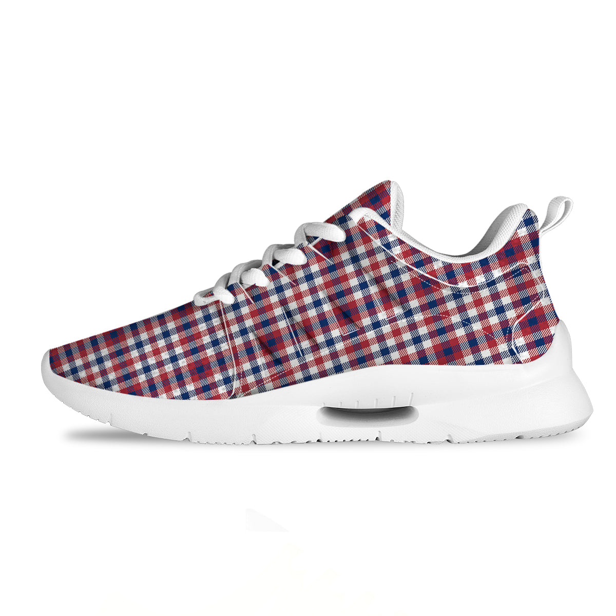 Plaid USA Patriotic Print Pattern Tennis Shoes-grizzshop