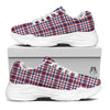 Plaid USA Patriotic Print Pattern White Chunky Shoes-grizzshop