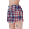 Plaid USA Patriotic Print Pattern Women's Shorts-grizzshop