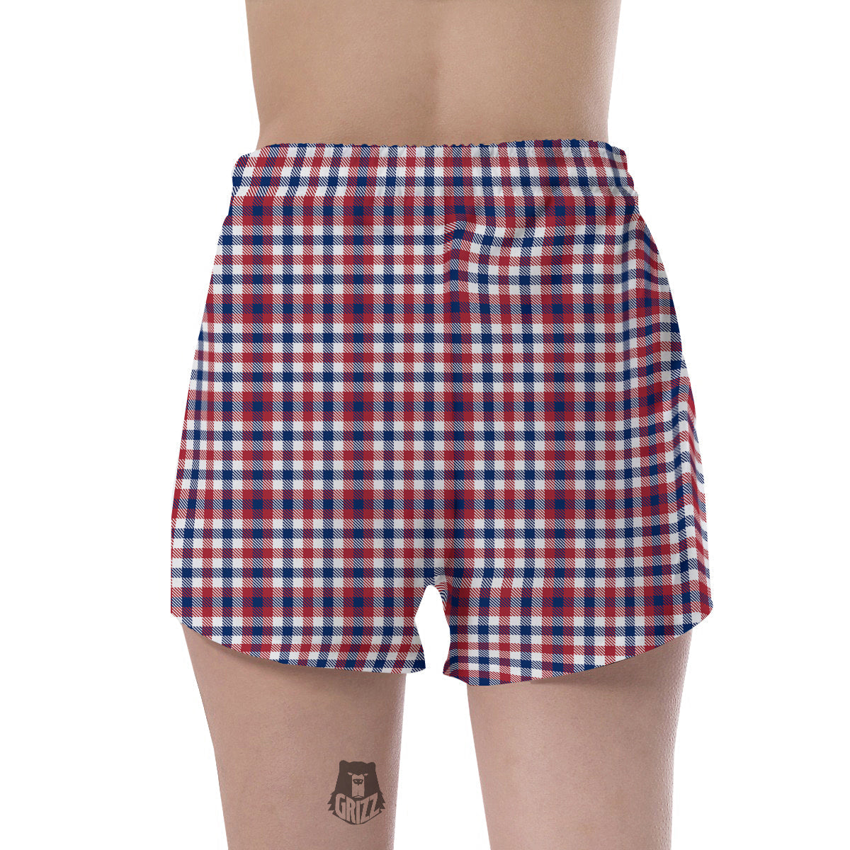 Plaid USA Patriotic Print Pattern Women's Shorts-grizzshop