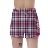 Plaid USA Patriotic Print Pattern Women's Shorts-grizzshop