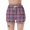 Plaid USA Patriotic Print Pattern Women's Shorts-grizzshop