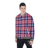 Plaid USA Print Pattern Baseball Jacket-grizzshop