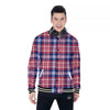 Plaid USA Print Pattern Baseball Jacket-grizzshop