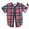 Plaid USA Print Pattern Baseball Jersey-grizzshop