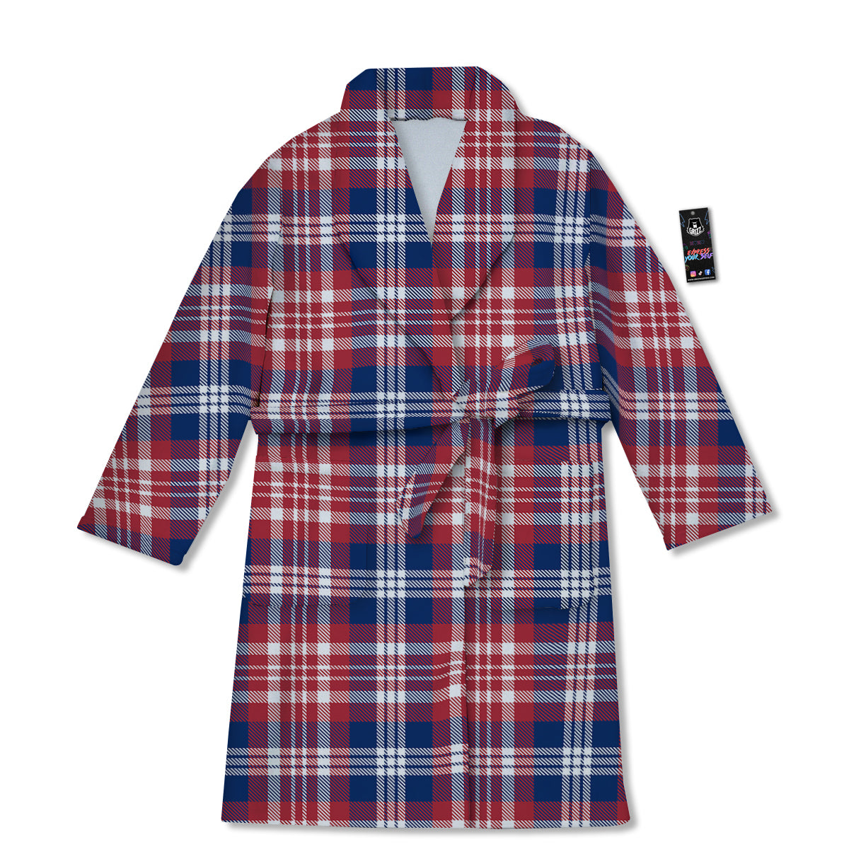 Plaid USA Print Pattern Bathrobe-grizzshop