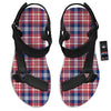 Plaid USA Print Pattern Black Open Toe Sandals-grizzshop