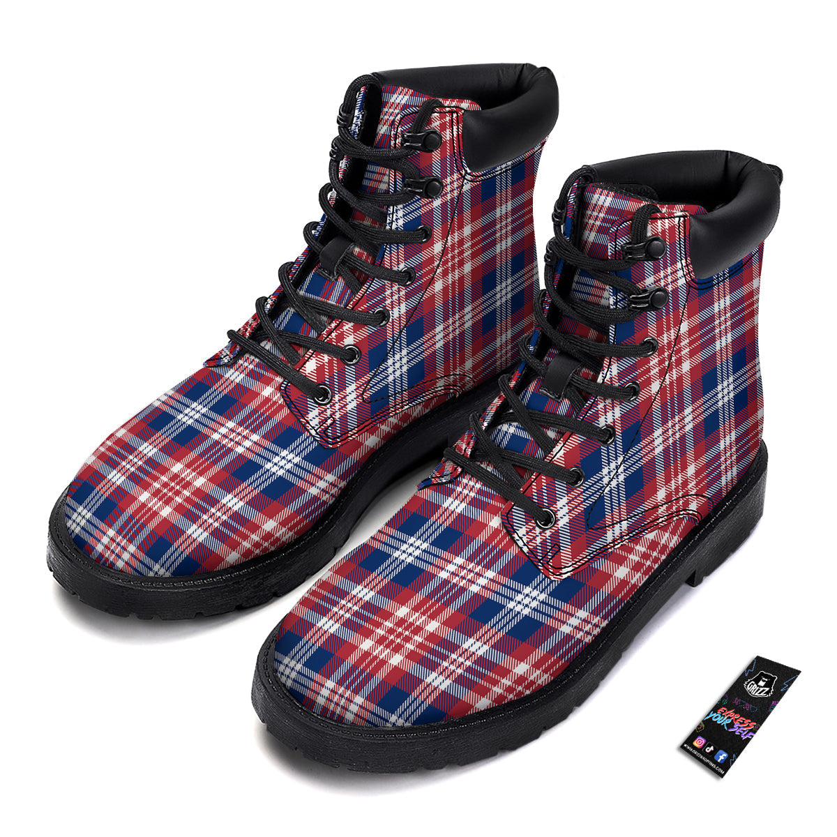 Plaid USA Print Pattern Boots-grizzshop