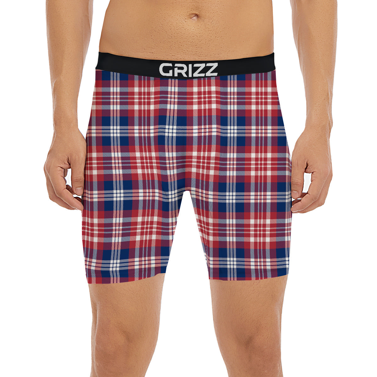 Plaid USA Print Pattern Boxer Briefs-grizzshop