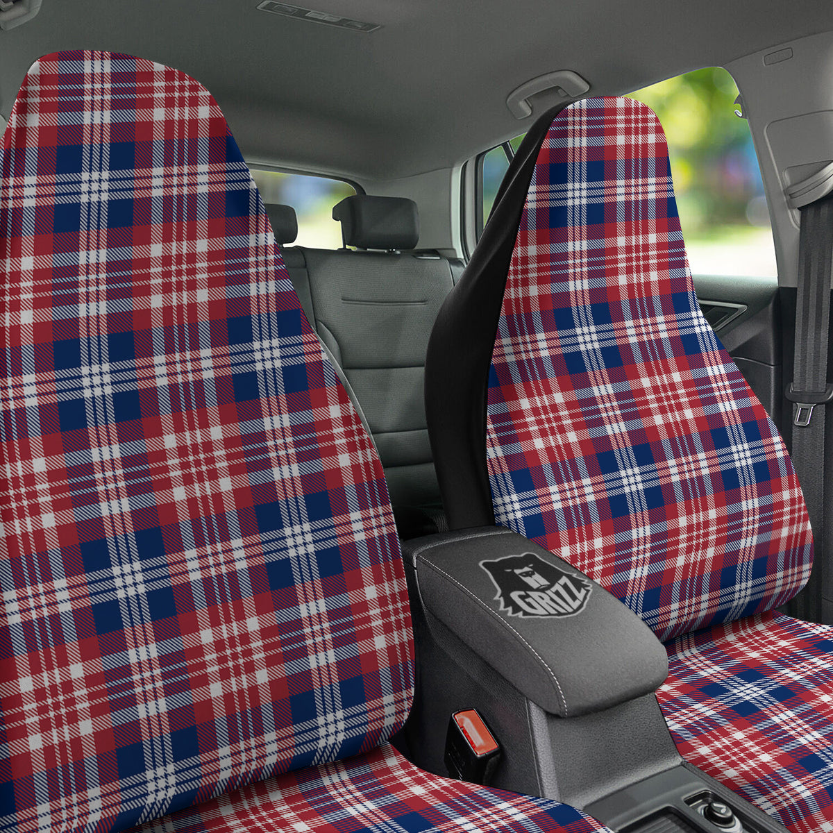 Plaid USA Print Pattern Car Seat Covers-grizzshop