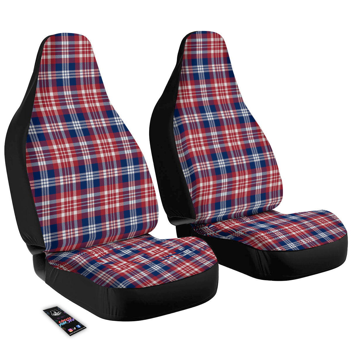 Plaid USA Print Pattern Car Seat Covers-grizzshop