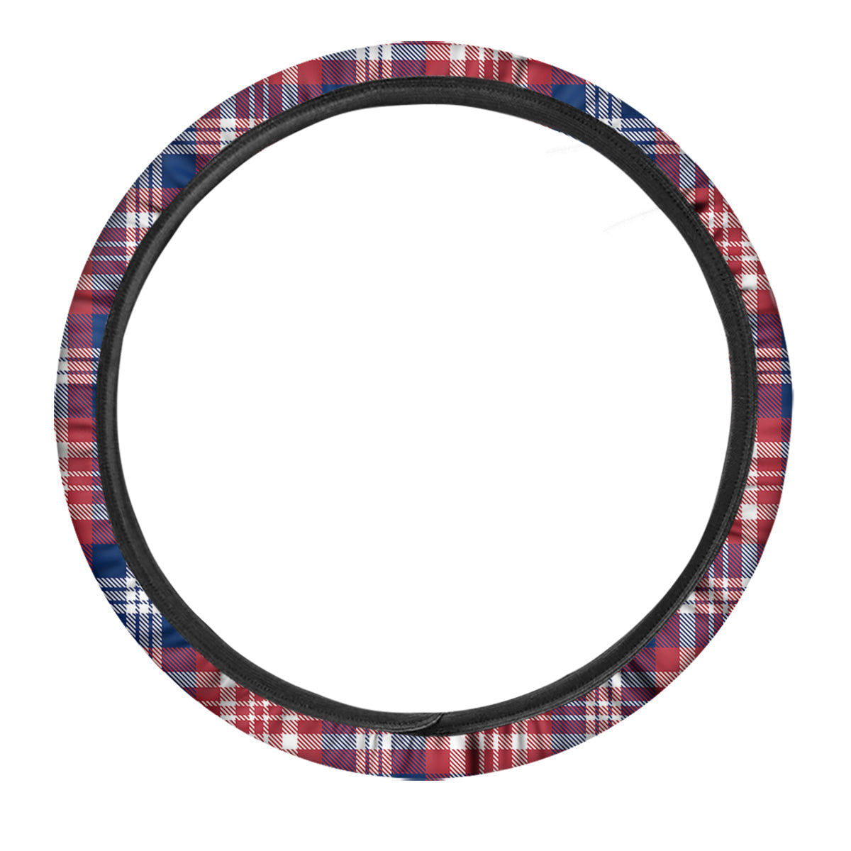 Plaid USA Print Pattern Car Steering Wheel Cover-grizzshop