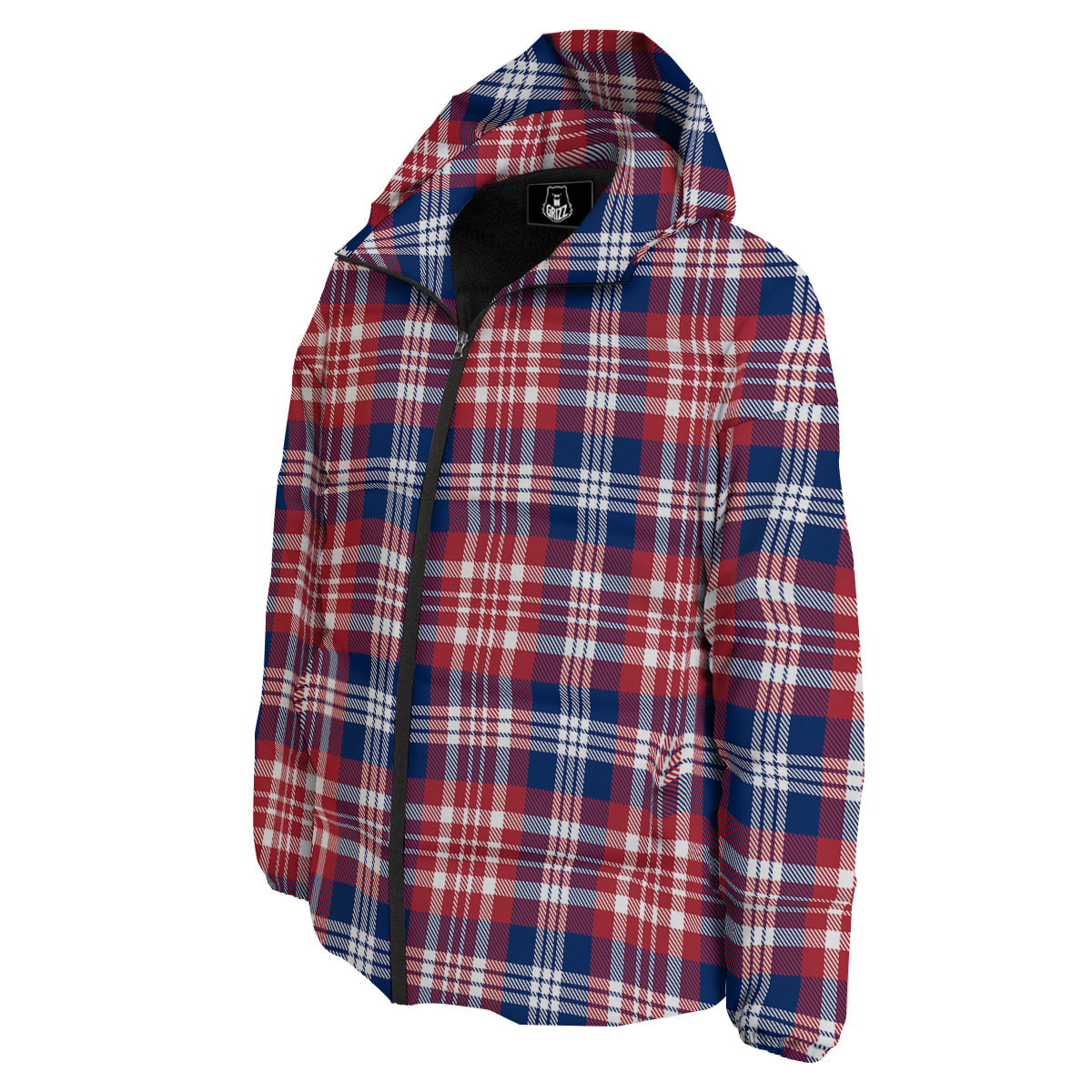 Plaid USA Print Pattern Down Jacket-grizzshop