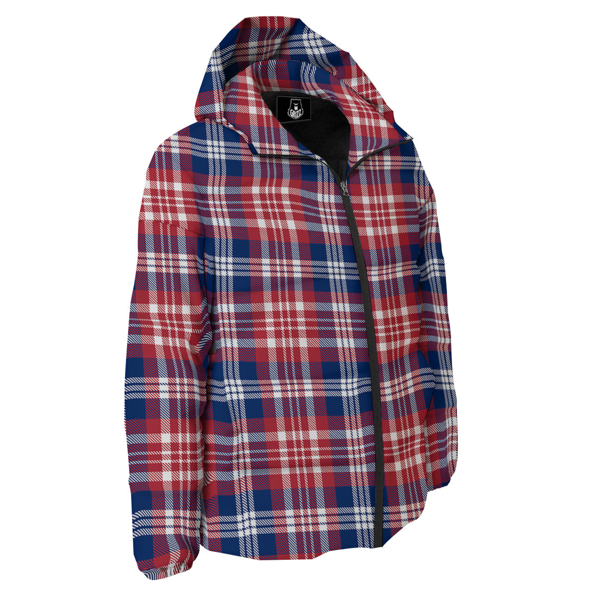 Plaid USA Print Pattern Down Jacket-grizzshop